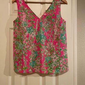 Lilly Pulitzer Pink & Green Silk Tank Top